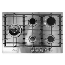 Gurari GCH FG 755 Edelstahl Gaskochfeld Einbau 75 cm, 5-flammig, Wok 4,0 kW, EG