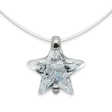 Schwebender Strassstern Elegante Nylon-Halskette Strass Anhänger Stern für Damen