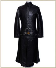 Herren Revolution Schwarz Matrix Volle Länge Nehru Kragen Leder Mantel 1425