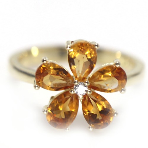 Citrin blumenring 925 - citrin-blumenring,