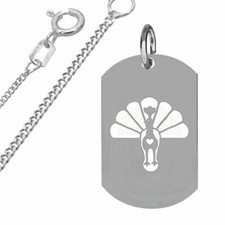 Dog Tag Anhänger,Engel Pfau, Tausi Melek-Silber925,versch. Silberfarben-Gravur