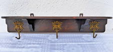 Sehr schöne alte Holz  Wandgarderobe, mit 3 Bronze Haken im Jugendstil, TOP!!