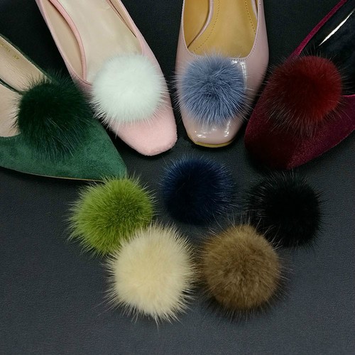 Paar nerz fell pom - paar, schuh