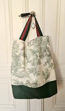 Große Shopper Wende- Tasche in grün Toile-de-Jouy-Muster NEU ca. 44 x 50 cm