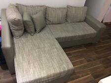 Ecksofa in Kunstleder u. Strukturstoff inkl. Kissen, Bettfunktion und Bettkasten