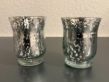 Kerzenhalter Windlichter 2 Stück Glas Bauernsilber Optik H 11,5 cm zauberhaft