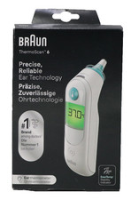 Braun ThermoScan 6 Ohr-Thermometer Farbcodiertes Digitaldisplay ExacTemp IRT6515