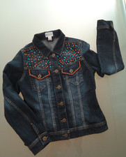 AMY VERMONT wunderschöne Damenjacke Jeansjacke Gr.36, blau mit Perlenmuster