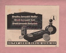 BERLIN, Werbung 1925, Gustav Lohse Uralt Lavendel Wasser Seife