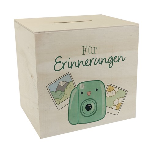 Kamera spardose aus holz - spardose,