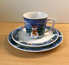 3 tlg. Kindergedeck Kindergeschirr Weihnachten Schneemann Porzellan 