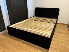 Bett mit Bettkasten 140 x 200 cm schwarz