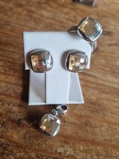 ENERGETIX Schmuckset Bernstein Schachbrettschliff Ring/Ohrstecker/Charm