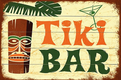 Holzschild 18x12 tiki - tiki, bar