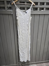  H&M Crinkle Maxi Kleid Gr. L, Creme neu ohne Etikett
