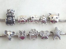 2x Großloch Perlen Beads Zwischenperlen Metall Spacer Schmuck Basteln Auswahl