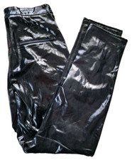 Damen Wetlook Vinyl Lack PU Schwarz Jeggins STRETCH Gr. 36