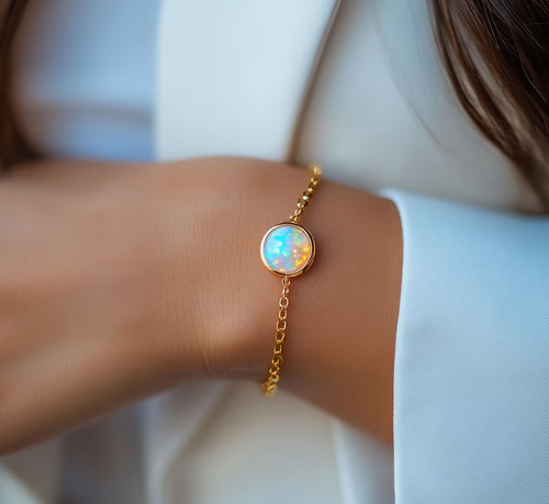 Gold rundschliff feueropal - gold,