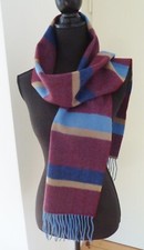 ASCOT Herren Wollschal Kaschmirschal Streifen Blau Gelb Bordeaux Neu