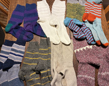 8 x handgestrickte neue Wollsocken  Gr. 42 / 43  - bunte Mischung  