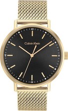 Calvin Klein 25200049 Herren Uhr Quarz Analog 3ATM Milanaise Edelstahl Gold