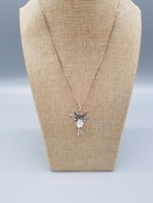 925 Silber Vintage Kette mit Anhänger Mädchen mit Flügeln Fee Mondstein Kugel