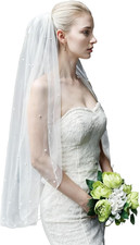 Schleier Braut Lang Perlen