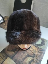 Damen Qualität Winter Echt Nerz Pelz Mütze 56-58 Groß Braun.