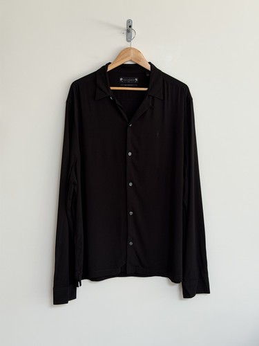 Allsaints langarm hemd schwarz - hemd,