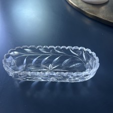 Vintage Kristall Glas Schale oval, mit Schliff