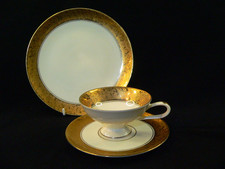 Alboth & Kaiser Alka Sammeltasse m geblümter Goldborte  Sammelgedeck 3tlg.