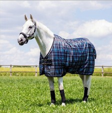 Eskadron Turnout  Check Fleecefutter, Regendecke Eskadron caviar-white-teal