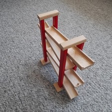 Kleine Murmelbahn aus Holz 32x35x12cm inkl. 4 Autos