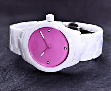 Kraftworxs Keramik Damen Armband Frauen Uhr Lila Weiß