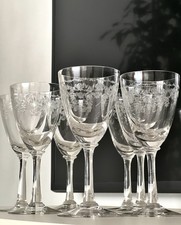 7 Stück Jugendstil Weingläser von Saint Louis - Baccarat um 1910-1930, graviert