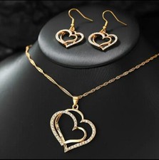 Ohrringe Halskette Herz Gold Schmuck Geschenk Frau Liebe Valentinstag Kette Ohr