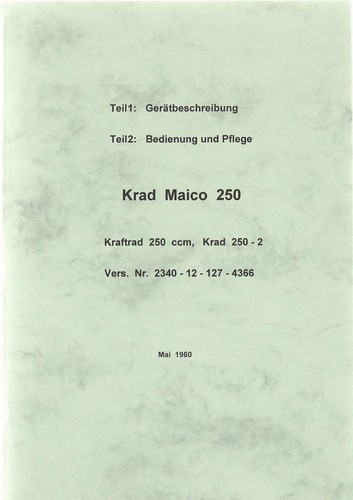 Bedienungsanleitung maico 250 - bedienungsanleitung,,