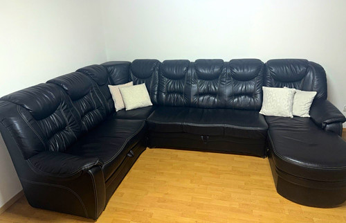 Ecksofa leder schwarz - leder, mit