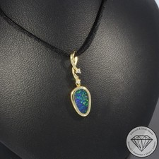 Wert 860 € Brillant Opal Anhänger 585 14 Karat Gelb Gold xxyy