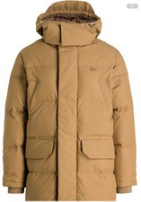 LACOSTE Daunenmantel hellbraun in Gr.52 gesteppter Optik mit Kapuze für Herren