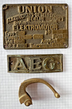 altes Typenschild, Elektromotor, UNION Elektricitäts-Gesellschaft, UEG, AEG