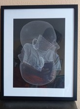 IKEA Gerahmtes Bild 2 Gesichter Drahtgeflecht - RIBBA - Rahmen 53 x 42cm OP-ART