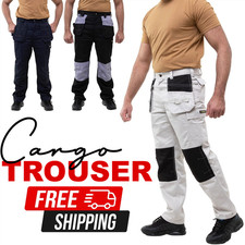 Herren Cargo Arbeitshose Combat Heavy Duty mehrere Taschen Arbeitskleidung Hose Trouser