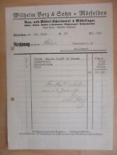 (Z 228) Alte Rechnung Schreinerei Wilhelm Berz, Mörfelden 1937