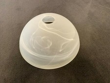E27 Glasschirm Lampenschirm D 30 cm  H 14 cm Ö 42mm  weiss marmoriert