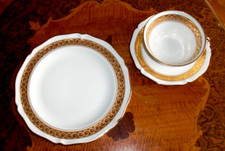LIMOGES France Tee Kaffee Café Tasse Teller Gedeck 3 -tlg. gold Porzellan