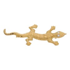 Eidechsen Brosche 750/000 (18 Karat) Gold mit Brillanten, Second Hand, getragen