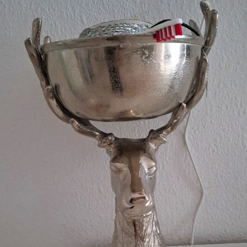 Hirsch skulptur metall silber - hirsch,