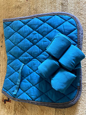 BR Schabracke Dressur Türkis mit grauem Rand + 4 Bandagen