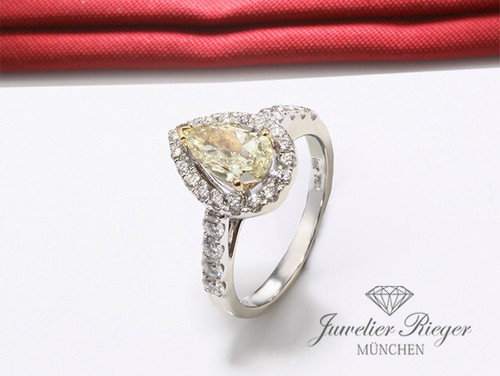 Fancy yellow diamant ring - diamant, 1,15
